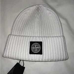 Stone Island White Beanie